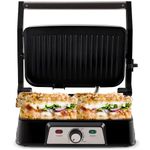 NETTA Panini Maker & Health Grill - Sandwich Toaster, Panini Press - 2 Slice Non-Stick Grill Plates – Built-In Fat Tray - 1500W - Stainless Steel – Easy to Clean