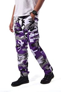 BACKBONE Mens Casual Camouflage Cargo Pants Military Army Style BDU Pants (Purple Camo,Size L (Waist 38 inches))