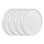 4PK 9 Inch White LED Flush Mount Ceiling Light, 18W, 1860LM, 3000K/4000K/6000K CCT Selectable, Round Flat Panel Light Low Profile Ceiling Light Fitures for Hallway, Kitchen, Bedroom, Laundry Room