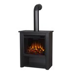 Real Flame Black Hollis Electric Fireplace - Freestanding with Remote Control - 6 Flame Colors & 5 Brightness Levels, Black