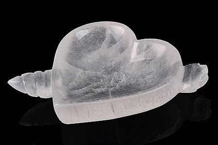AMOYSTONE Selenite Bowl Heart Large Bowl 5" Crystal Charging Station White for Healing Wicca