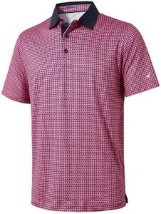 Mens Golf Shirts Short Sleeve Moisture Wicking Dry Fit Print Performance Athletic Casual Golf Polo Shirts for Men, Sorbet Flagpole, Medium