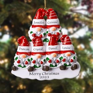 iDIY Regalo Famiglia Natale - Palla Natale Personalizzata, Personalizzata Idea Regalo, Albero di Natale con Nomi, Regali Natale Personalizzati, 6 Gnomi