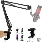 SUNMON QuadCast Boom Arm Mic Stand, Adjustable Mic Arm with 3/8’’ to 5/8’’ Adapter compatible with HyperX Mic, Blue Yeti, Solocast, Seiren V3 Mini and Most Mic, Mic Boom Arm Perfect for Streaming