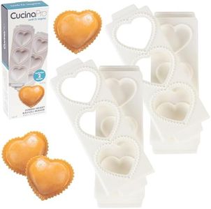 Valentine's Day Jumbo 3" Heart Ravioli Molds (2 PK)- Homemade Filled Pasta Maker- 2 pc Tray & Press makes 3 Italian Raviolis at a Time, Easy to Use Clean- Date Night Dinner Party, Gift for Him or Her