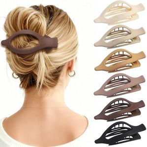 CHANDAT Flat Hair Clip 6 pcs Lay Down Claw Clips Hair Accessories for Women -Brown