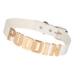 Personalized adjustable High Neck White Belt Gold Puddin Choker Necklace Collar for Wome Girls Kids Cosplay Games