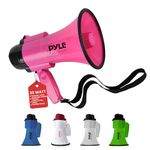 Pyle Portable Megaphone Speaker Siren Bullhorn - Compact and Battery Operated with 30 Watt Power, Microphone, 2 Modes, PA Sound and Foldable Handle for Cheerleading and Police Use -PMP34PK (Pink)