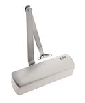 Yale P-2002 Standard Door Closer, Spring Loaded with Adjustable Tensioner, Automatic Closure of Doors Up to 80 kg, Silver Finish