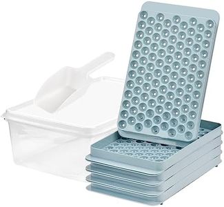 Ice Cube Tray with Lid and Bin,4 Pack Mini Ice Maker Tray for Freezer, 104 x 4 0.5 in Small Ice Ball Mold with Tong & Ice Scoop, Tiny Crushed Ice Tray for Chilling Drinks Coffee Juice Cocktail - Blue