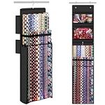 Wrapping Paper Organizer Storage, Double-Sided Hanging Gift Wrap Roll Holder for Christmas, 63"x13" Over Door Present Bag Container for Room Closet, Black Wrapper Station for Birthday