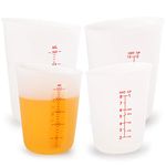 Hedume Set of 4 Silicone Flexible Measuring Cups with Marking, 2 Pack 8 Ounces(1-cup) and 2 Pack 16 Ounces(2-cup) Squeeze and Pour Silicone Measuring Cup Set