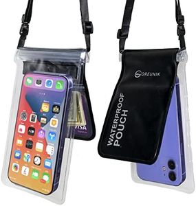 Oreunik Waterproof Phone Pouch [2-Pack], Waterproof Case Dry Bag for iPhone 14/13/12 Pro MAX Samsung Galaxy S22/S20 Ultra s11/s10 Up to 8 Inches, Screen Touch Sensitivity, 2 Layer Design Pocket, Black