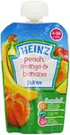 Heinz Peach, Manage and Banana Fruit Pouch, 4 months +, 6 X 100g