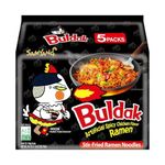 CNMART Korean SY Black Dried Hot Chicken Noodle Buldak Ramen Bag Noodles, 140g (Pack of 5)