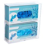 KOEMEHR Acrylic Glove Box Dispenser Holder, Wall Mounted Double Gloves Storage Box for Medical, Latex, Rubber, Nitrile, Exam, Disposable Glove Boxes, Tissues Box Cover Holder, Transparent