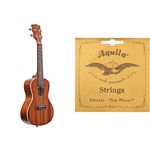 Kala KA-C Satin Mahogany Concert Ukulele (Brown, One Size) + AQUILA 7U Concert Regular Ukulele Strings