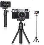 Ulanzi MT-34 Extendable Pole Tripod Mini Tabletop Tripod Selfie Stick with 2 in 1 Phone Clamp, Travel Tripod for Phone 12 Canon G7X Mark III Sony ZV-1 RX100 VII A6600 Vloging Filmmaking Live Streaming