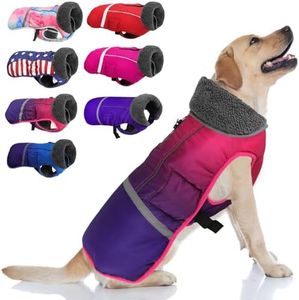 Doglay Dog Coat, Waterproof Dog Jacket Pet Winter Coat for Cold Weather with Thicken Furry Collar, Reflective Puppy Winter Jacket Warm Fleece Lining for Small Medium Large Pets