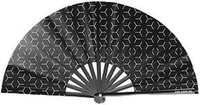 Hand Fan Folding Clack Bamboo Black by RZN 'Dark' designed in Sydney for all uses inc gay rave