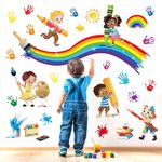 decalmile Reading Corner Rainbow Wall Decals Colorful Handprint Splatter Educational Wall Stickers Kids Room Classroom School Library Wall Decor