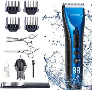 Barberboss Tondeuse à cheveux professionnelle, tondeuse à barbe, rasoir pour hommes et garçons, étanche, sans fil, tondeuse à cheveux rechargeable, affichage LED, réglage à trois vitesses, QR-2081