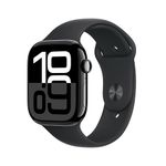 Apple Watch Series 10 [GPS 46mm] Smartwatch with Jet Black Aluminium Case with Black Sport Band. Fitness Tracker, ECG App, Always-On Retina Display, Water-Resistant