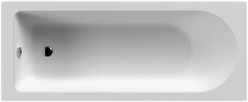 Balterley 1500 x 700mm Round Shower Bath with Leg Set, Straight Single Ended Gloss White Soaking Shower Bath, Acrylic Baths for Bathrooms, Round End Soaking Bathtub, Adjustable Leg Set (White)