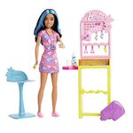 Barbie Toys, Skipper Doll and Ear-Piercer Station with Piercing Tool, 10 Pairs of Earrings and 5+ Additional Accessories, First Jobs