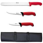 Jero 4 Piece Smoked Meat and Grilling Knife Set - Jero Exclusive Wide Blade Sharpened Serrated Slicer