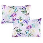 CARUILI 2 Pack Toddler Pillowcase, Jersey Cotton Travel Pillow Case Cover 14x20 Inches, Ultra Soft Baby Kids Pillowcase Fit 14''x19'' or 13''x 18'', Small Cases for Girls Boys, Purple Floral