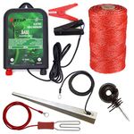 12v Battery Powered Electric Fence Energiser XSTOP BA80 10Km Range, 0.6 Joule Output with 200m Polywire and 25 Isolator Screws, Weatherproof Kit Includes Leads and Earth Stake