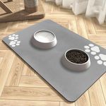 Dog Cat Food Mat: Pet Water Bowl Mat Cat Feeding Mat Water Dispenser Mat Absorbent No Stains Quick Dry (Light Grey Claws, XL: 17 x 30 inch)