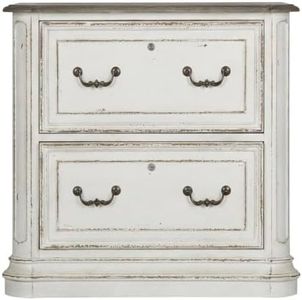 Starlight Canyon Home White Magnolia Manor Jr Executive Media Lateral File, Antique White Finish, Stylish Storage Solution for Office, Decor, Organization