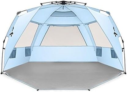 Easthills Outdoors Instant Shader Deluxe XL Beach Tent Easy Up 99" Wide for 4-6 Person Sun Shelter - Extended Zippered Porch Included Blue