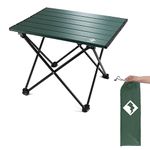 VILLEY Folding Camping Table, Portable Camp Table, Ultralight Aluminum Compact Side Table, Foldable Lightweight Table with Carry Bag for Outdoor Cooking, Picnic, Beach, Travel, Indoor - Green