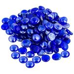 ARSUK Glass Pebbles Blue, Stones Beads Rounded Decorative Gems, Flat Glass Marble, Vase Filler, Fire Artificial Crystal Gemstones for Aquarium, Mosaic Tiles Vases Craft, Garden Flowerpot (170-180pcs)