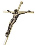 ACHIBANG Crucifix Wall Cross - Metal Slender Catholic Crosses Wall Decor - 10 Inch - Shiny Gold