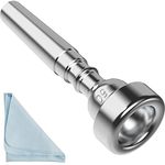 Silver Trumpet Mouthpiece 5C Trumpet Mouthpiece with Box Cleaning Cloth Compatible with Yamaha Bach Conn King Musical Instruments for Beginners and Professional Players （5C silver）