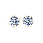 HIGHSPARK 925 Silver Solitaire Stud Earrings in Gold Finish| 92.5 Sterling Silver & Round Brilliant Cubic Zirconia Tops for Men Women Boys & Girls | Gold 3mm