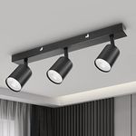 Dehobo Ceiling Light - Spotlight Ceiling Bar in Matt Black - Ceiling Lights Spotlights with GU10 Socket Industrial 3 Way Light Ceiling Indoor Spot Light for Kitchen Lounge Bedroom Dining Room