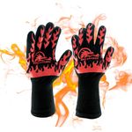 Extreme Heat Resistant Gloves, BBQ Gloves, Hot Oven Mitts, Charcoal Grill, Smoking, Barbecue Gloves for Grilling Meat Gloves, Insulated, Silicone Non-Slip Grips, U.S. Safety Tested - BBQ Dragon