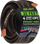 GearIT 4 Gauge Wire Oxygen Free Copper OFC (25ft - Black Translucent) 4 AWG - Primary Automotive Wire Power/Ground, Battery Cable, Car Audio Speaker, RV Trailer, Amp, Electrical 4ga 25 Feet