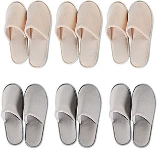 OSTADARRA 6-9 Pairs Spa Slippers, Non Slip Disposable Slippers For Guest, Washable Reusable, Which Can Be Used As Women Men, House, Indoor, Bathroom, Bedroom, Hotel, Bride Slippers, 3 Beige L and 3