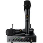 PROZOR UHF Wireless Microphone Systems - Support Bluetooth 4.2 Receive Dual Handheld Microphone With Volume Control Video Composite Input Output Reverb Treble and Bass Adjustment for Churches Meetings