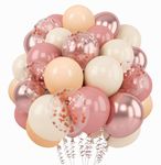 Blush Dusty Pink Boho Balloons, 50 Pcs Retro Pink Rose Gold Beige Nude Confetti Balloons for Girls Women Baby Shower Wedding Bridal Shower Birthday Party Decoration