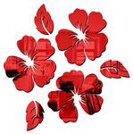 Bikri Kendra Flower And Leaf Red Decorative Mirror Stickers For Wall, Wall Stickers, 3D Acrylic Hall Room, Bed Kitchen Living Room Kids Room., Self-Adhesive, 0.1 Cms