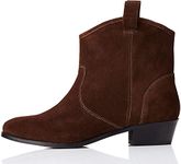 FIND Pull On Leather Casual Western, Women’s Ankle boots, Brown, 4 UK (37 EU)