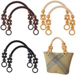 PH PandaHall 6pcs Wooden Beaded Bag Handles, 3 Colors Purse Handles Nylon Rope Purse Straps Replacement Bag Handles U-Shape Purse Handles for Bag Making Shoulder Bag Handbag DIY Crochet Bag, 18 Inch