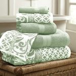 Amrapur Overseas Modern Threads Trefoil Filigree 6-Piece Reversible Yarn Dyed Jacquard Towel Set - Bath Towels, Hand Towels, & Washcloths - Super Absorbent & Quick Dry - 100% Combed Cotton